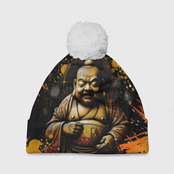 Шапка с помпоном Хотэй Бог счастья веселья и благополучия, цвет: 3D-белый