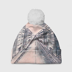 Шапка с помпоном Сумрачный город, цвет: 3D-белый