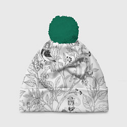 Шапка c помпоном Птицы Сирин