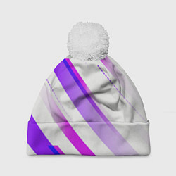 Шапка c помпоном Color white pink