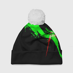 Шапка c помпоном Color black green red