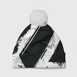 Шапка c помпоном Color black white