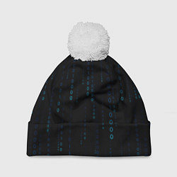 Шапка c помпоном Color black blue