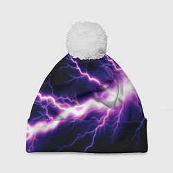 Шапка с помпоном Lightning purple, цвет: 3D-белый