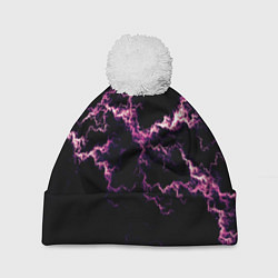 Шапка с помпоном Lightning pink glow, цвет: 3D-белый