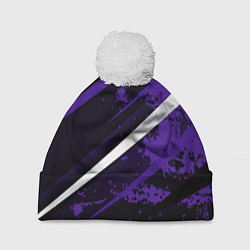 Шапка c помпоном Color black purple line