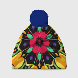 Шапка c помпоном Салатовый калейдоскоп
