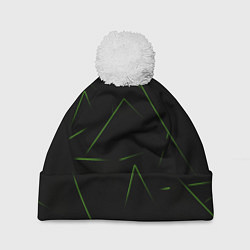 Шапка с помпоном Color green line, цвет: 3D-белый