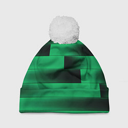 Шапка с помпоном Color green square, цвет: 3D-белый
