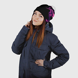 Шапка с помпоном Color pink abstraction, цвет: 3D-белый — фото 2