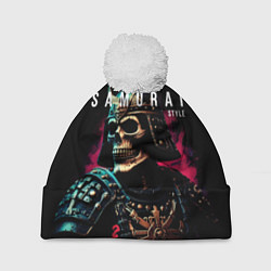 Шапка с помпоном Самурай с маской черепа, цвет: 3D-белый