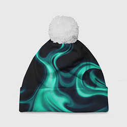 Шапка с помпоном Color turquoise black, цвет: 3D-белый