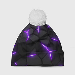 Шапка с помпоном Фиолетовая неоновая броня, цвет: 3D-белый