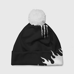 Шапка с помпоном Monster energy белый огонь, цвет: 3D-белый