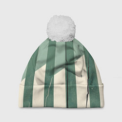 Шапка c помпоном Зеленые полосы