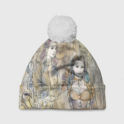 Шапка с помпоном Девушки стимпанк, цвет: 3D-белый