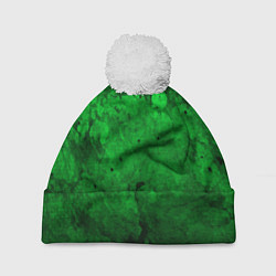 Шапка с помпоном Абстракция - green acid stains, цвет: 3D-белый