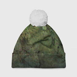 Шапка с помпоном Абстракция - green stained board, цвет: 3D-белый