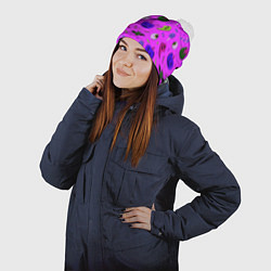 Шапка с помпоном Halloween pink, цвет: 3D-белый — фото 2