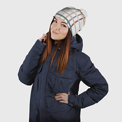 Шапка с помпоном Плетенка пастельная, цвет: 3D-белый — фото 2