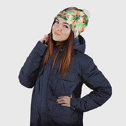 Шапка с помпоном Palm green pink, цвет: 3D-белый — фото 2