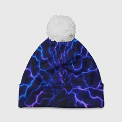 Шапка с помпоном Разряд молнии текстура, цвет: 3D-белый