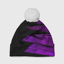 Шапка с помпоном Color purple black stripes, цвет: 3D-белый