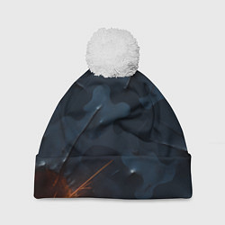 Шапка с помпоном Камуфляжная текстура с дырами, цвет: 3D-белый