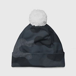 Шапка c помпоном Текстурный камуфляж на ткани