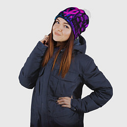 Шапка с помпоном Doom логотипы игр неон, цвет: 3D-белый — фото 2