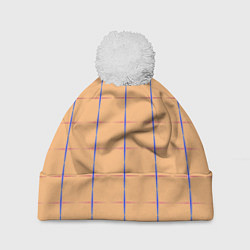 Шапка с помпоном Color beige blue cross, цвет: 3D-белый