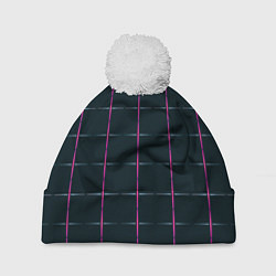 Шапка c помпоном Color black stripes