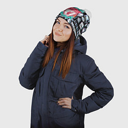 Шапка с помпоном Логотипы игр Ливерпуль глитч, цвет: 3D-белый — фото 2