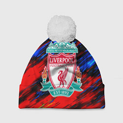 Шапка с помпоном Ливерпуль огненные искры, цвет: 3D-белый