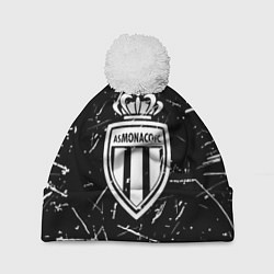 Шапка c помпоном Монако белые штрихи красок