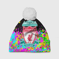 Шапка с помпоном Ливерпуль неоновые краски текстура, цвет: 3D-белый