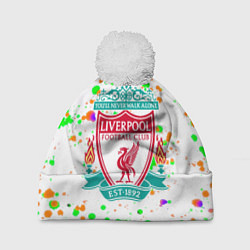 Шапка с помпоном Liverpool брызги красок текстура, цвет: 3D-белый