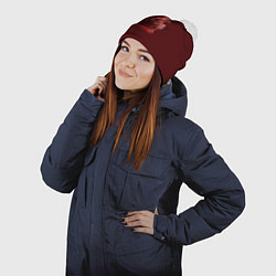 Шапка с помпоном Красная огненная лошадь символ 2026 года, цвет: 3D-белый — фото 2