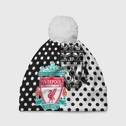 Шапка с помпоном Liverpool черно белые точки, цвет: 3D-белый