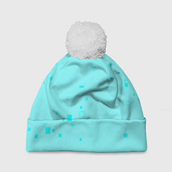Шапка с помпоном Color light blue shapes, цвет: 3D-белый