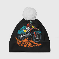 Шапка c помпоном Motocross and mountains