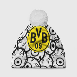 Шапка с помпоном Borussia глаза текстура, цвет: 3D-белый