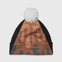 Шапка с помпоном Хэллоуин в тыквенном латте, цвет: 3D-белый