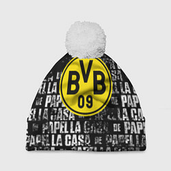 Шапка c помпоном Borussia мафия текстура надписи