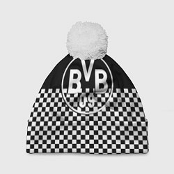 Шапка c помпоном Borussia шахматная клетка