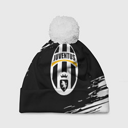 Шапка c помпоном Juventus краски штрихи текстура