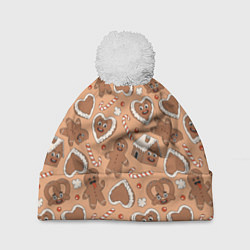 Шапка c помпоном Паттерн с новогодним печеньем