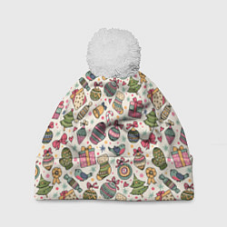 Шапка c помпоном Новогодний паттерн