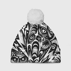 Шапка с помпоном Lightnings and faces - ai art fantasy, цвет: 3D-белый