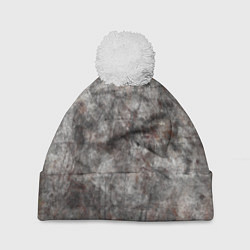 Шапка c помпоном Абстракция - gray stone